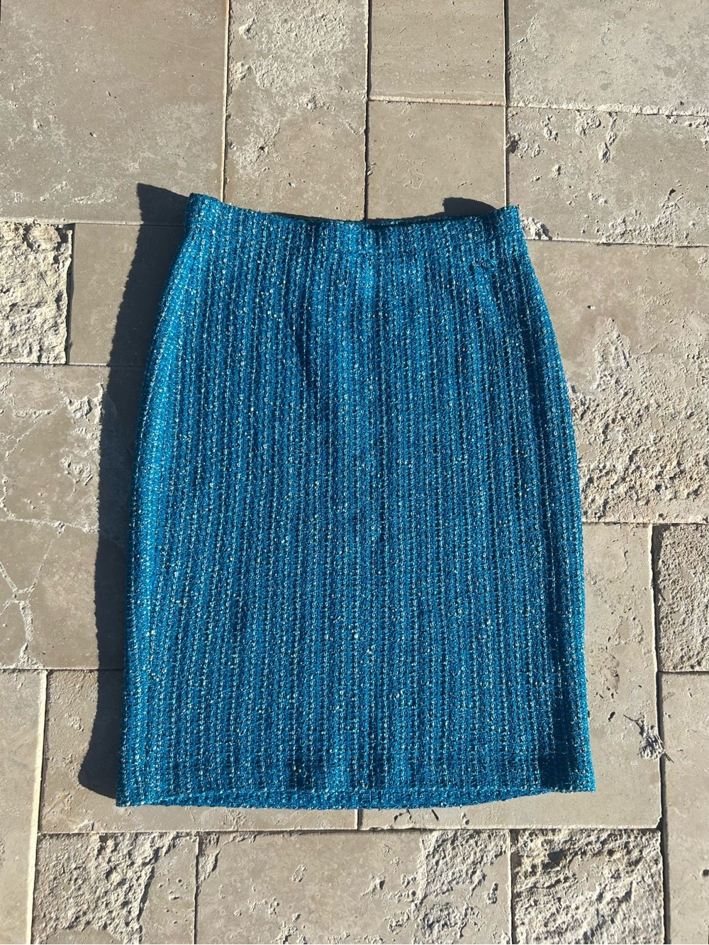 Authentic Stunning St John Blue Knit Pencil Skirt
